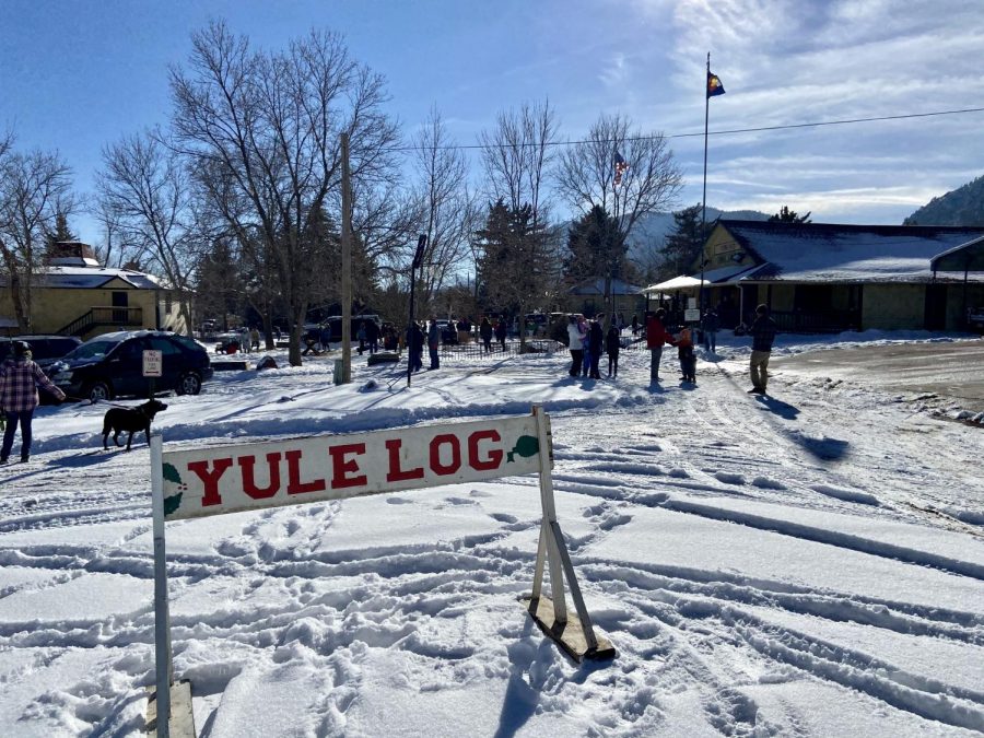 The Yule Log Festival began at Town Hall with all the participants eagerly standing outside.