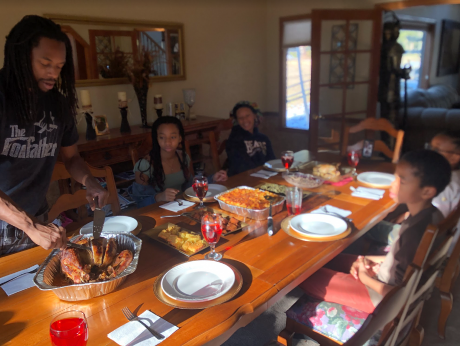 Typically, Maddy spends Thanksgiving in Wisconsin with her dad but this year she spent it here with her siblings. Her mom was out of town taking care of her grandparents, so they were on video chat during dinner.