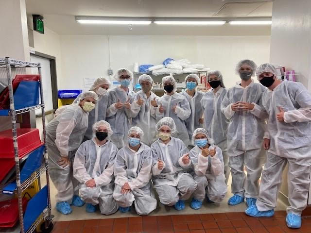 A group of students pose in their scrubs. Photo provided by Emily Miller.