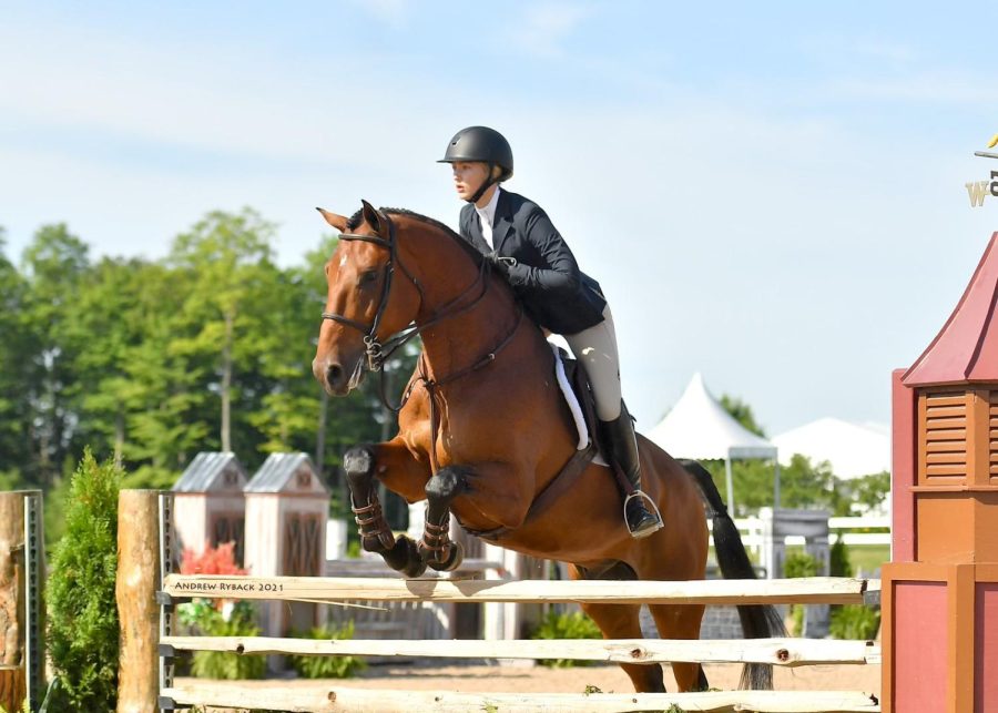 Anisa+Hajibrahim+%2812%29+jumps+with+her+horse+Consul.+Photo+provided+by+Anisa+Hajibrahim.